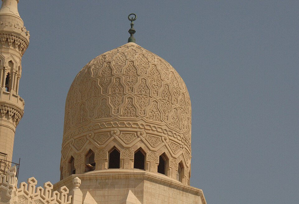 The dome and minaret of the Abu al-Abbas al-Mursi Mosque, Alexandria