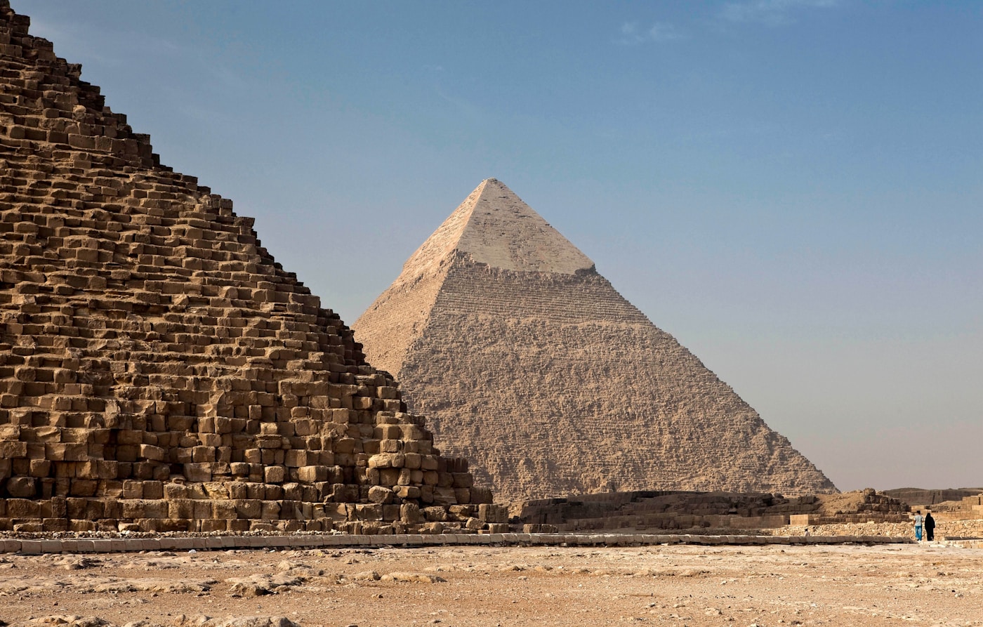 Pyramid of Giza against blue sky
