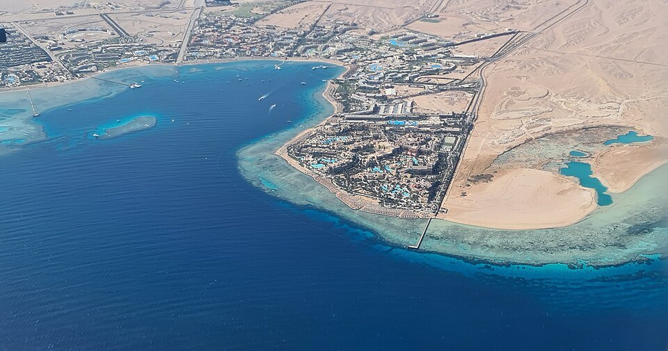 Aerial view of Makadi Bay on the Red Sea coast