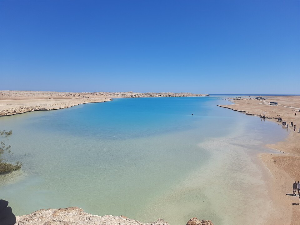 Cliffs above the turquoise lagoon at Ras Mohammed National Park